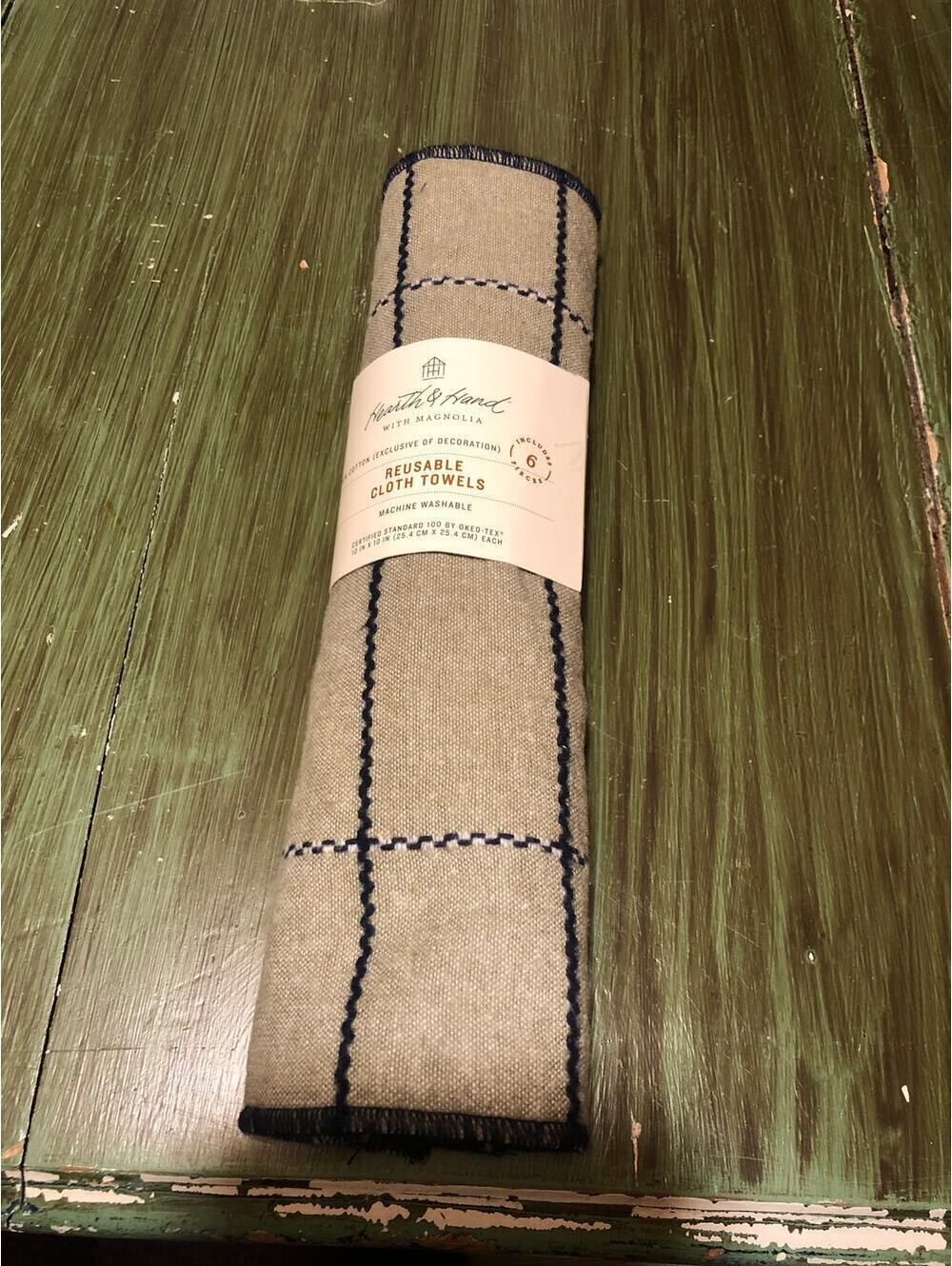 Hearth & Hand with Magnolia NWT 6 Pack 100% Cotton Reusable Cloth Towels Gray